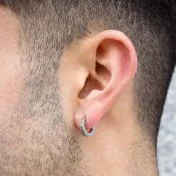 Pendientes Mini Aro Acero Acabado Mate 13mm