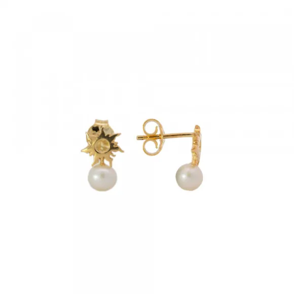 Pendientes Mountain de Plata Dorada con Perla