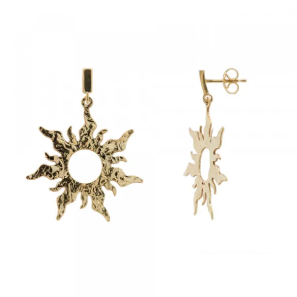 Pendientes Mountain Largos de Plata Dorada 30mm