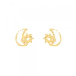 Pendientes Mountain Plata Dorada con Esmalte Blanco