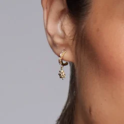 Pendientes Muka Plata Dorada y Circonitas Marrones