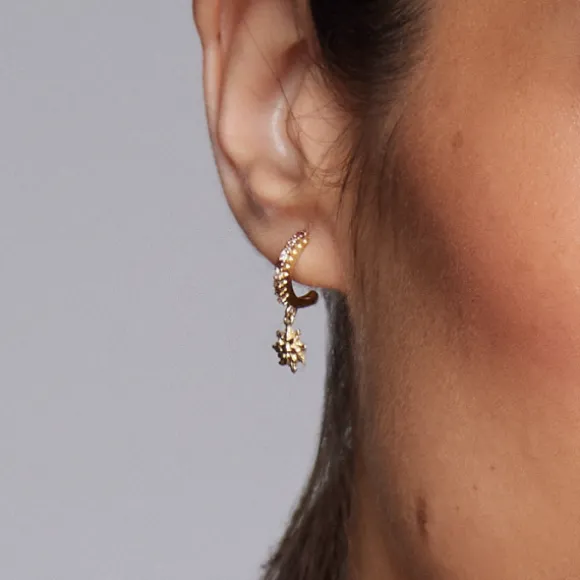 Pendientes Muka Plata Dorada y Circonitas Marrones