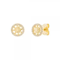 Pendientes Orla Plata Dorada y Circonitas