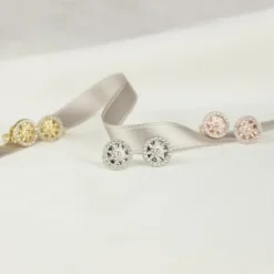 Pendientes Orla Plata Dorada y Circonitas