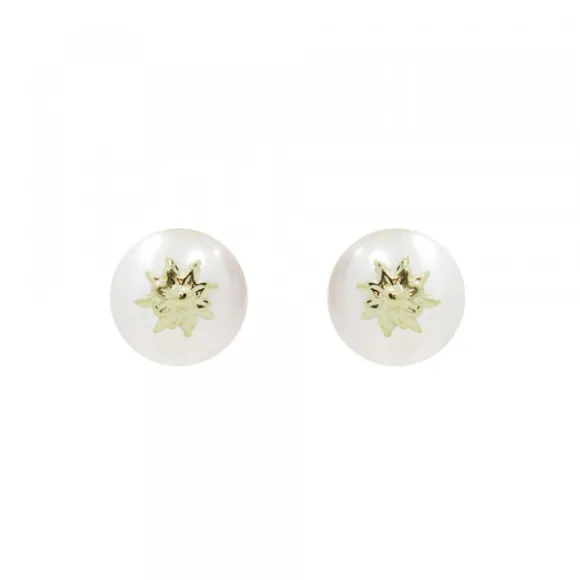 Pendientes Perla y Eguzkilore Dorado 7,5mm