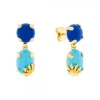 Pendientes Rania Plata Dorada y Piedras Azules
