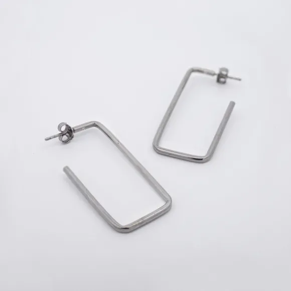 Pendientes Rectangulares Rutenio 40mm