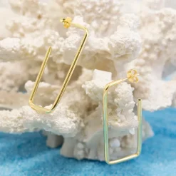 Pendientes Rectangulares Plata Dorada 40mm