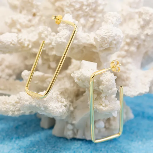 Pendientes Rectangulares Plata Dorada 40mm