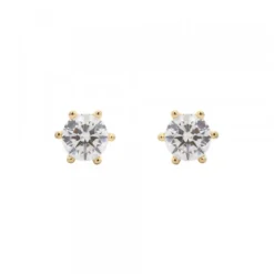 Pendientes Solitario Plata Dorada y Circonita 11mm