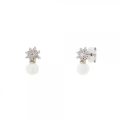 Pendientes Tú y Yo Plata y Perla 5mm