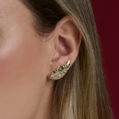 Pendientes Trepador Mari Plata Dorada y Circonitas