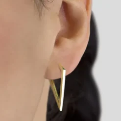 Pendientes Triangulares Plata Dorada 32mm