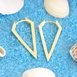 Pendientes Triangulares Plata Dorada 32mm