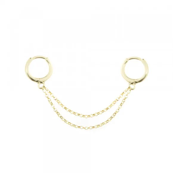 Piercing Cadena Doble Cripa Plata Dorada