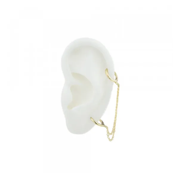 Piercing Cadena Doble Cripa Plata Dorada