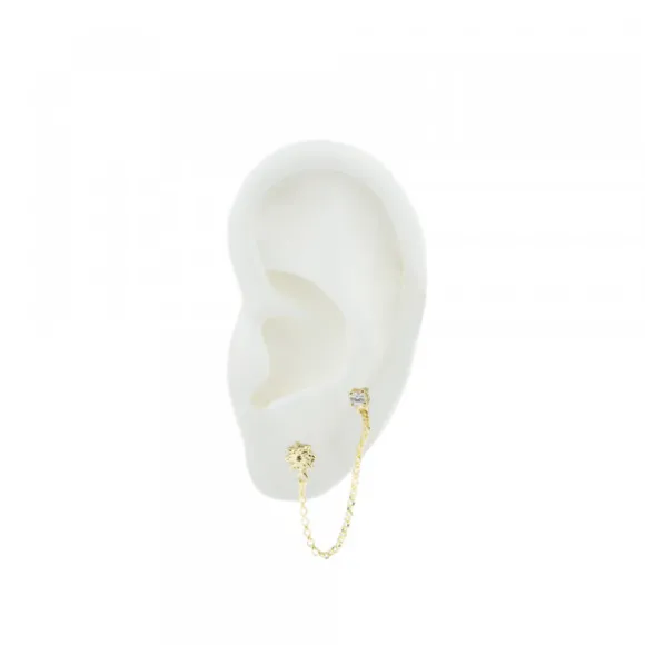 Piercing Cadena Plata Dorada y Circonita