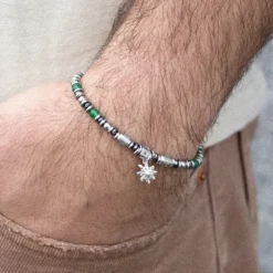 Pulsera Acero Cuentas Jade Verde