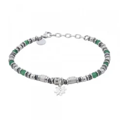 Pulsera Acero Cuentas Jade Verde