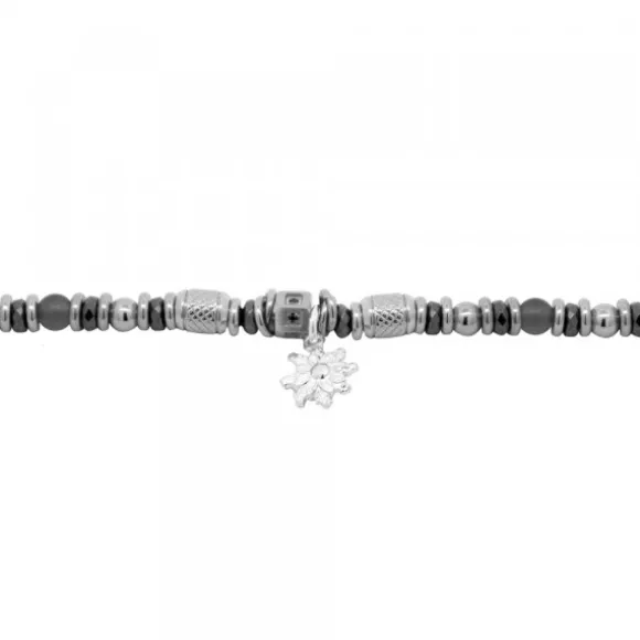 Pulsera Acero Cuentas Resina Negra