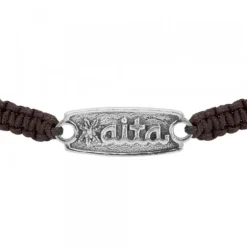 Pulsera Aita Marrón Plata Acabado Rústico