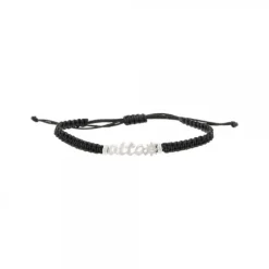 Pulsera Aita Plata con Cordón Negro