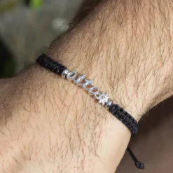 Pulsera Aita Plata con Cordón Negro
