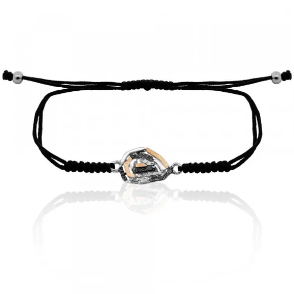 Pulsera Almendra de Vitoria Silueta Plata con Lámina de Oro