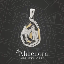 Pulsera Almendra de Vitoria Silueta Plata con Lámina de Oro