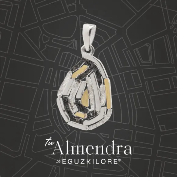 Pulsera Almendra de Vitoria Silueta Plata con Lámina de Oro