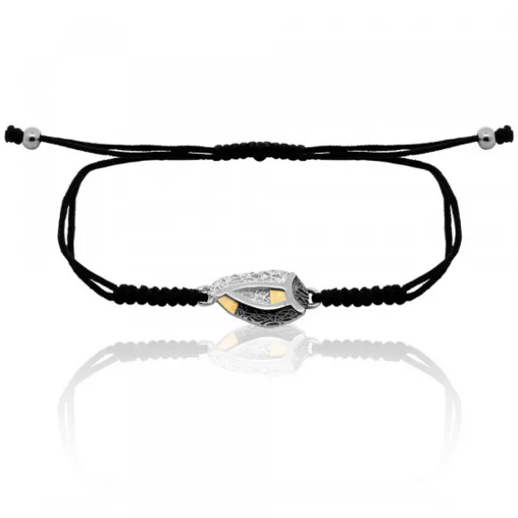 Pulsera Almendra de Vitoria Plata con Lámina de Oro