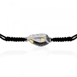 Pulsera Almendra de Vitoria Plata con Lámina de Oro