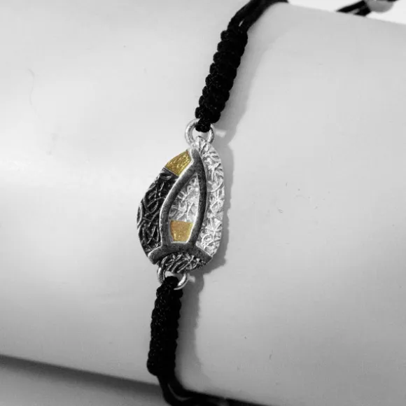 Pulsera Almendra de Vitoria Plata con Lámina de Oro