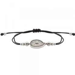 Pulsera Almendra Plata y Circonitas Negras