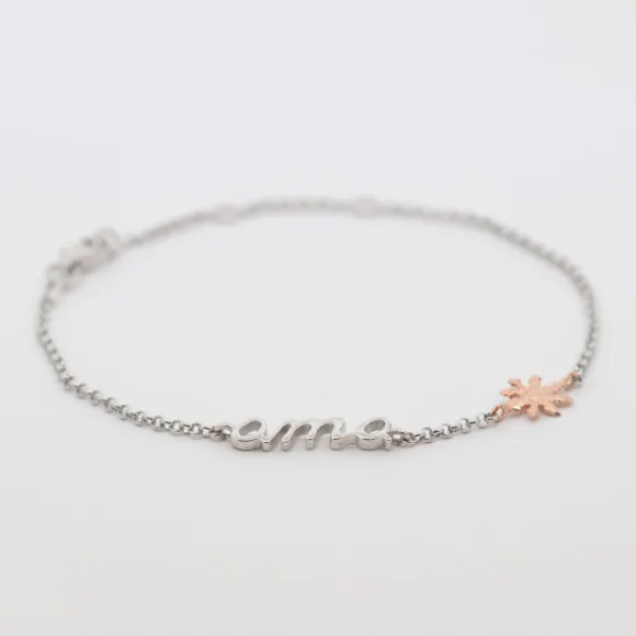 Pulsera Ama Plata y Eguzkilore Rosa