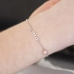 Pulsera Ama Plata y Eguzkilore Rosa