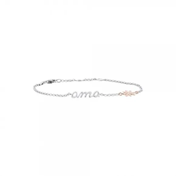 Pulsera Ama Plata y Eguzkilore Rosa