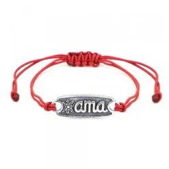Pulsera Ama Roja Plata Rústica Personalizable