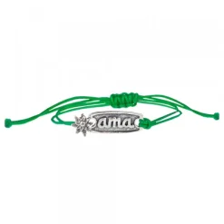 Pulsera Ama Verde Plata Rústica