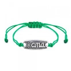 Pulsera Ama Verde Plata Rústica Personalizable
