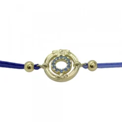 Pulsera Barandilla Concha Dorada y Circonitas Azules