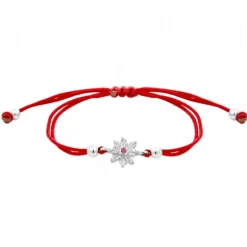 Pulsera Basic Colors Hilo Rojo Plata y Circonita Roja