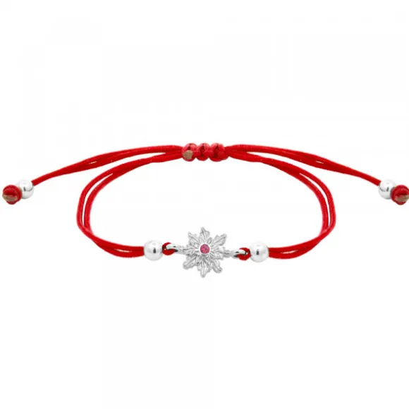 Pulsera Basic Colors Hilo Rojo Plata y Circonita Roja