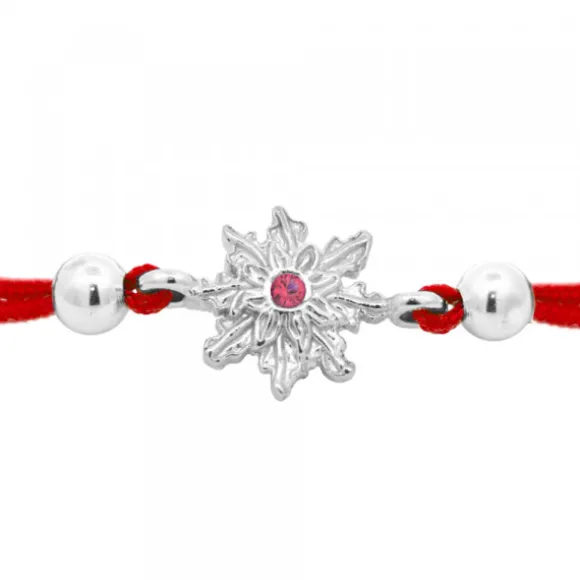 Pulsera Basic Colors Hilo Rojo Plata y Circonita Roja