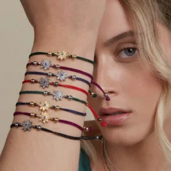 Pulsera Basic Colors Hilo Rojo Rutenio y Circonita Roja