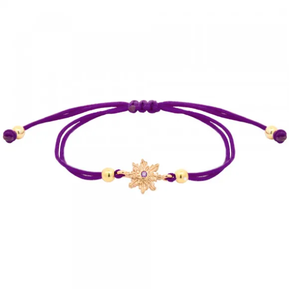 Pulsera Basic Colors Hilo Morado Plata Dorada