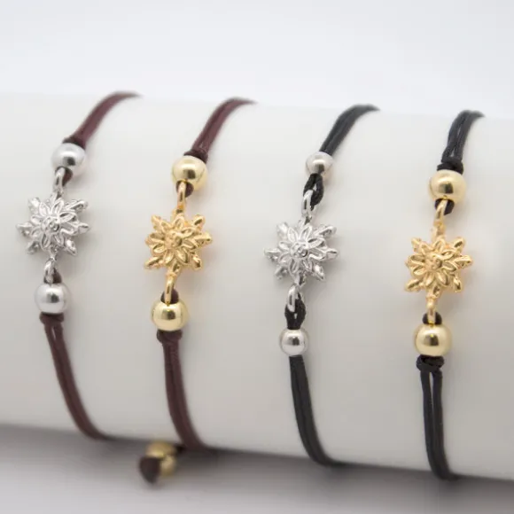 Pulsera Basic Negra Eguzkilore Plata Dorada