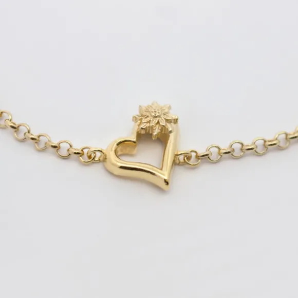 Pulsera Bihotza Plata Dorada