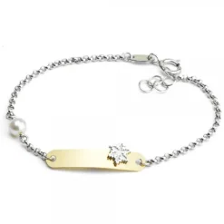 Pulsera Chapa Bebé Oro Bicolor Personalizable