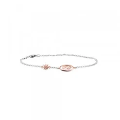 Pulsera Chapa Infinito Calado y Eguzkilore Plata Rosa
